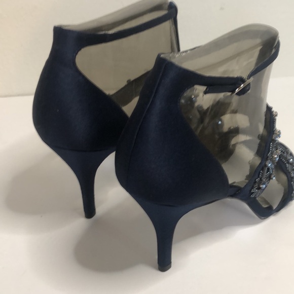 Adrianna papell navy stone & beaded open toe heels size 10M - Picture 5 of 8